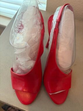 Never Worn Nine West Red Open-Toe Slingback Heels
